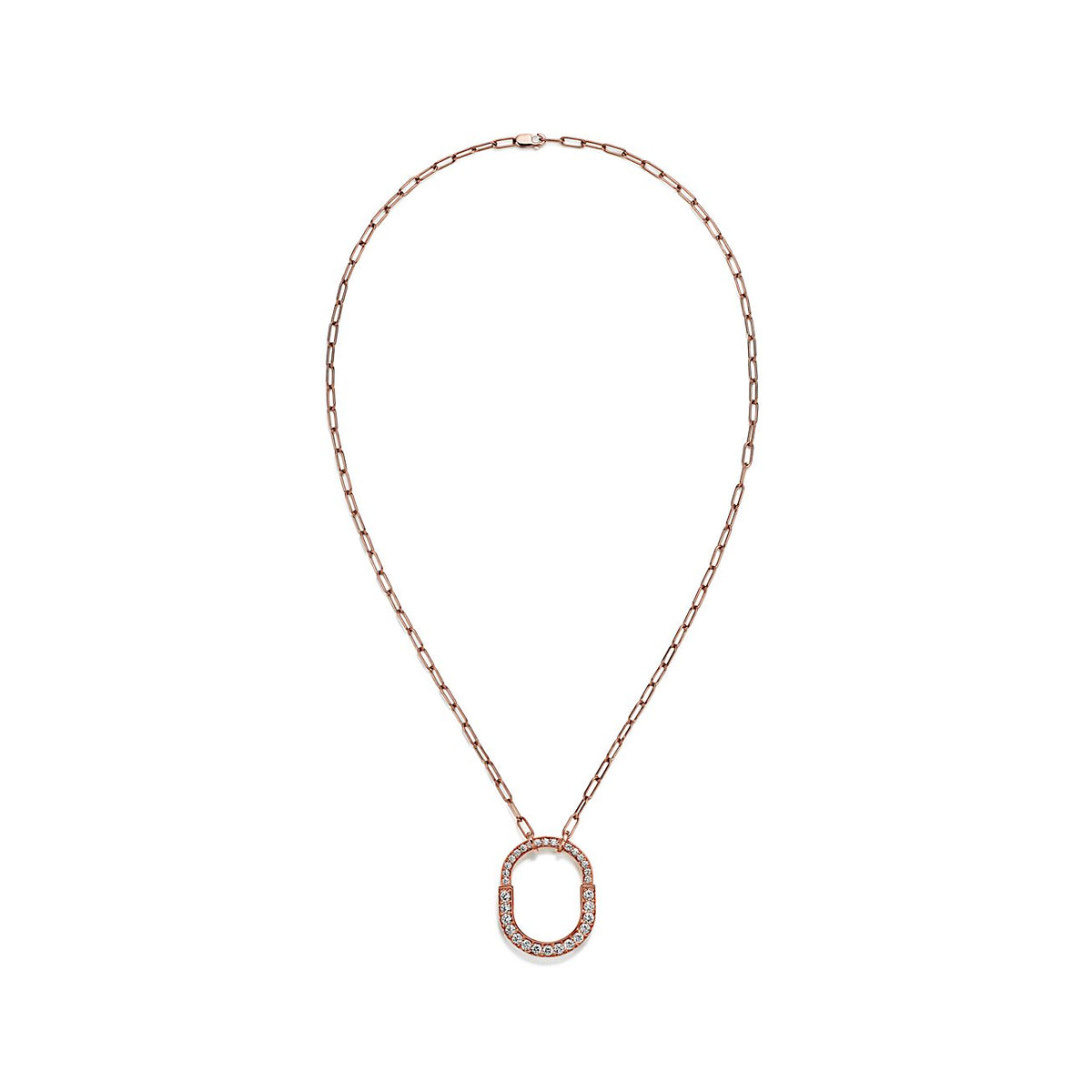 18K T Lock Pendant Pave Diamonds Necklace