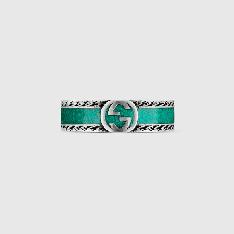 GG Interlocking G Turquoise Enamel Ring