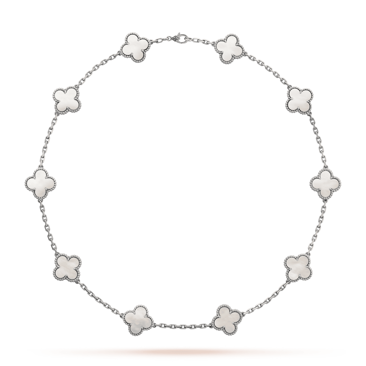 18K Van Cleef & Arpels Vintage Alhambra Pearl 10 Motifs Necklace