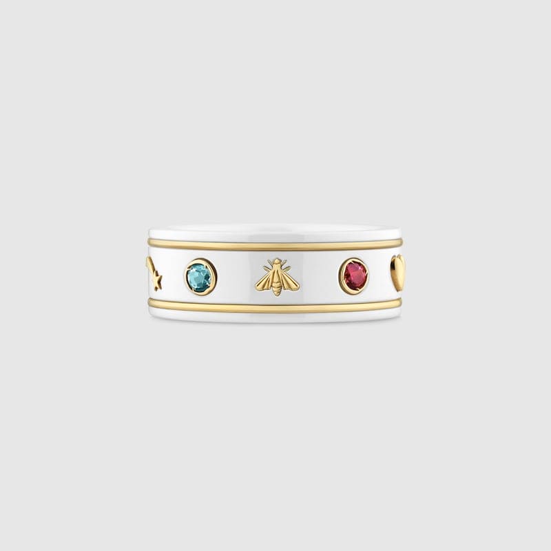 18K GG Icon With Gemstones White Zirconia Ring