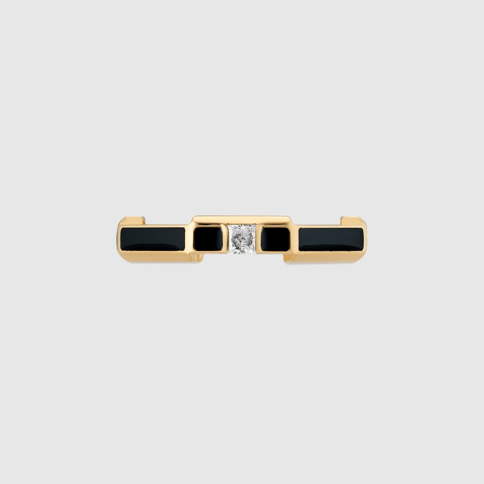 18K GG Link To Love Enamel And Diamond Ring