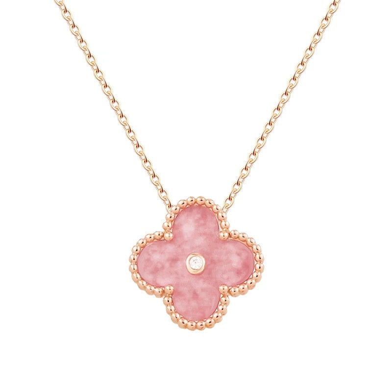 18K Pink Diamond Clover Necklace