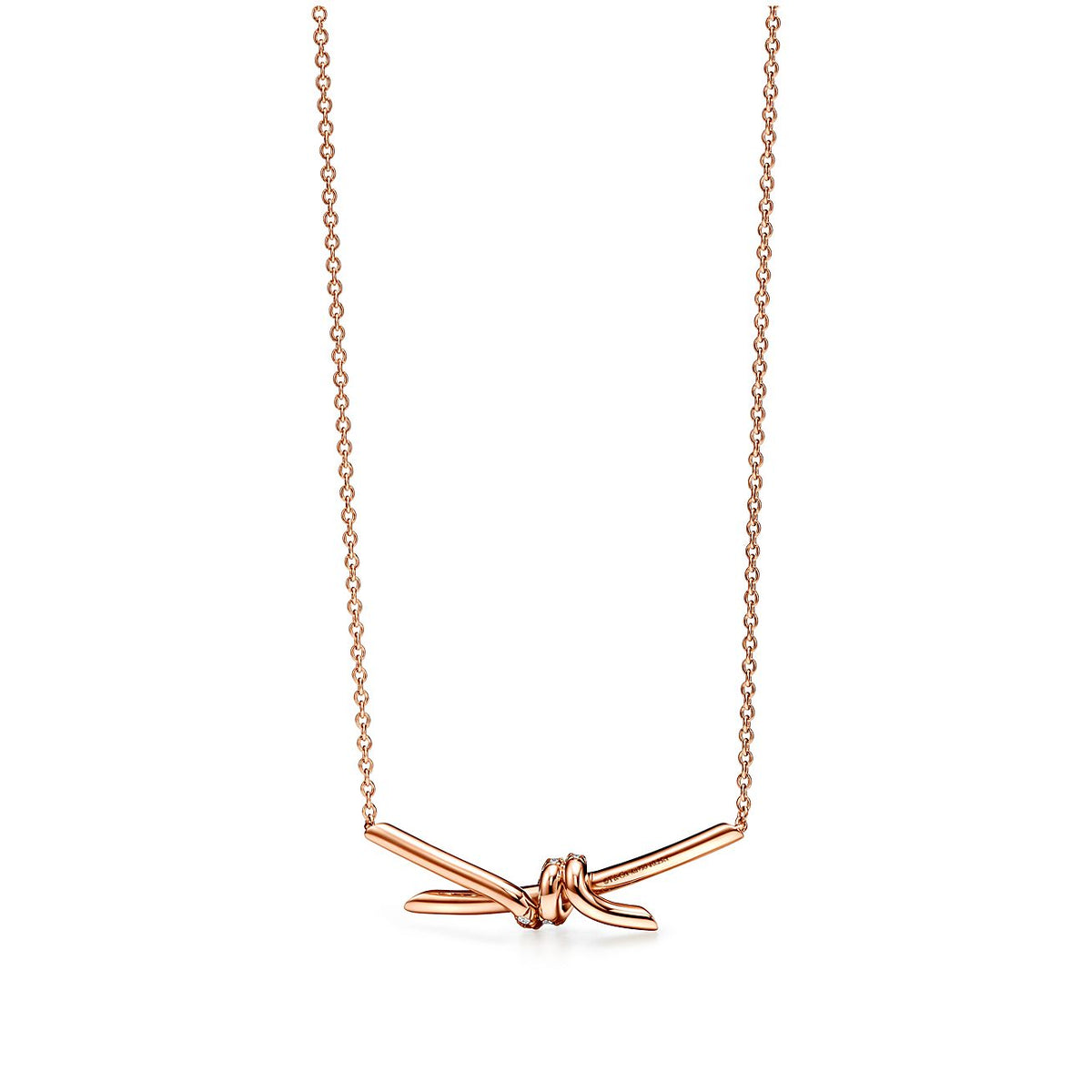 18K T Knot Pendant Diamond Necklace
