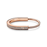 18K T Lock Bangle Full Pave Diamonds Bracelet