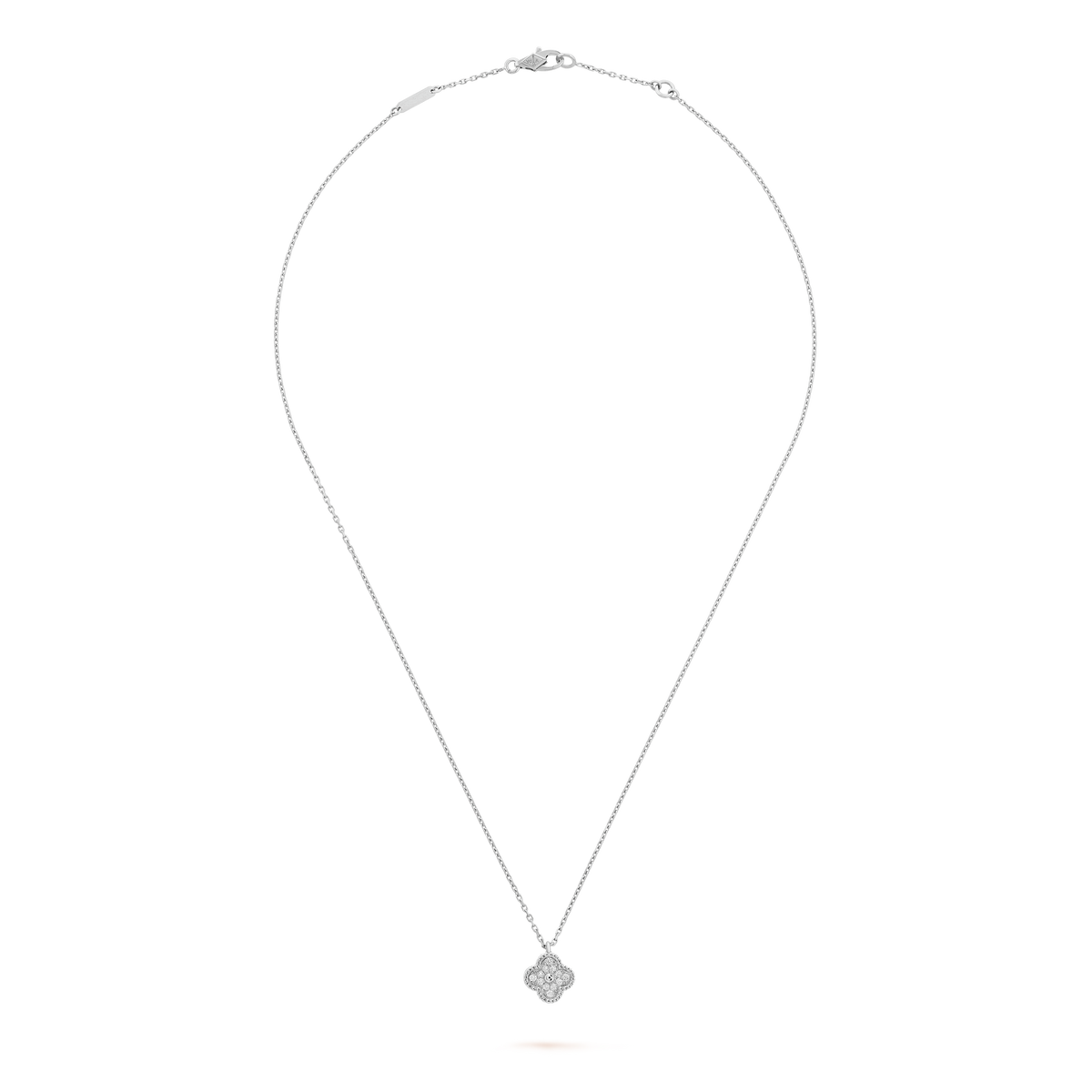 18K White Gold Sweet Alhambra Diamond Necklace