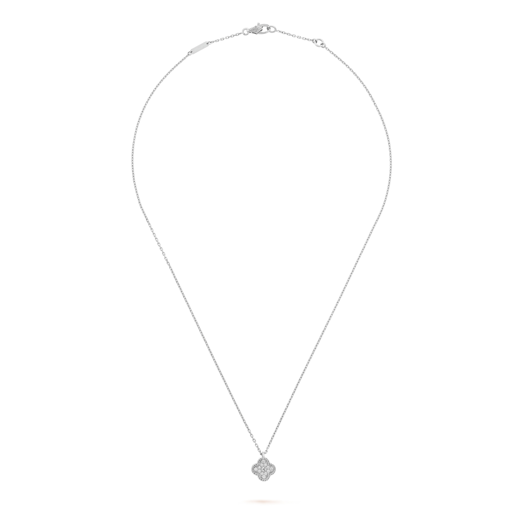 18K White Gold Sweet Alhambra Diamond Necklace