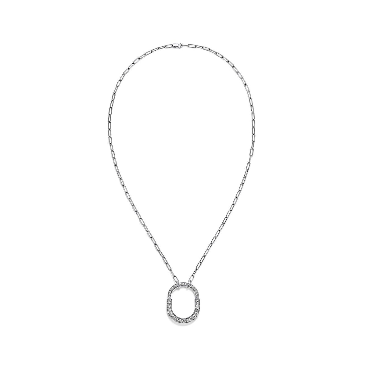 18K T Lock Pendant Pave Diamonds Necklace