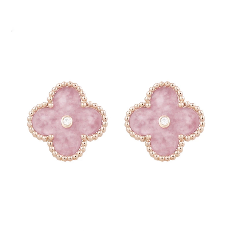 18K Pink Diamond Clover Earring