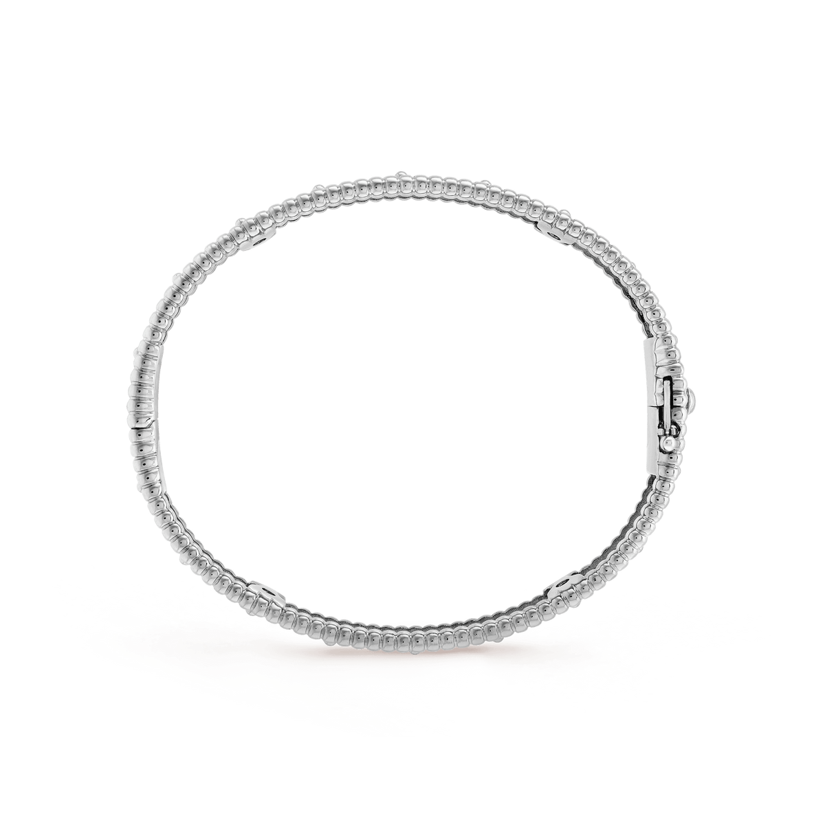 18K White Gold Perlée Clovers Bracelet