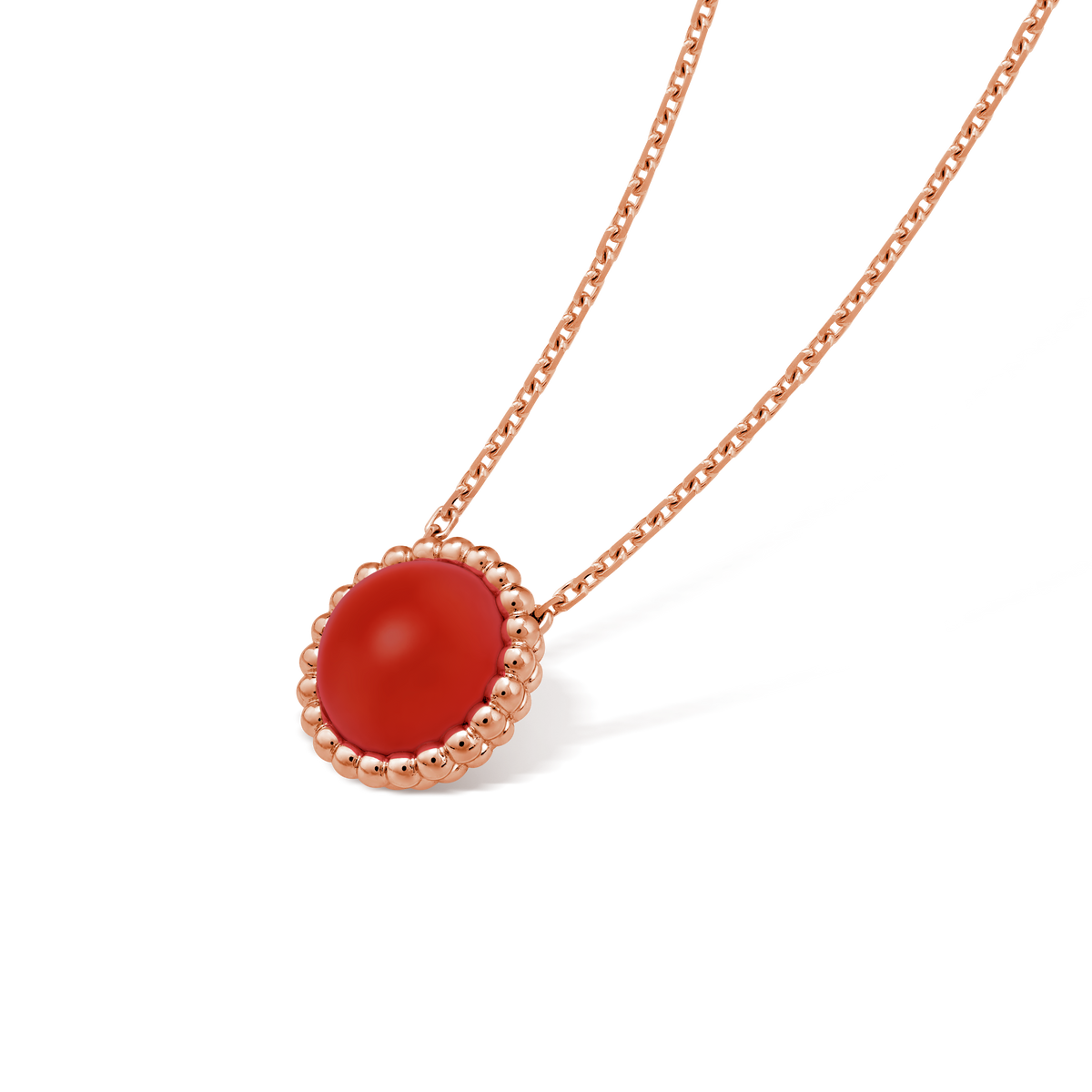 18K Perlée couleurs Carnelian Necklace