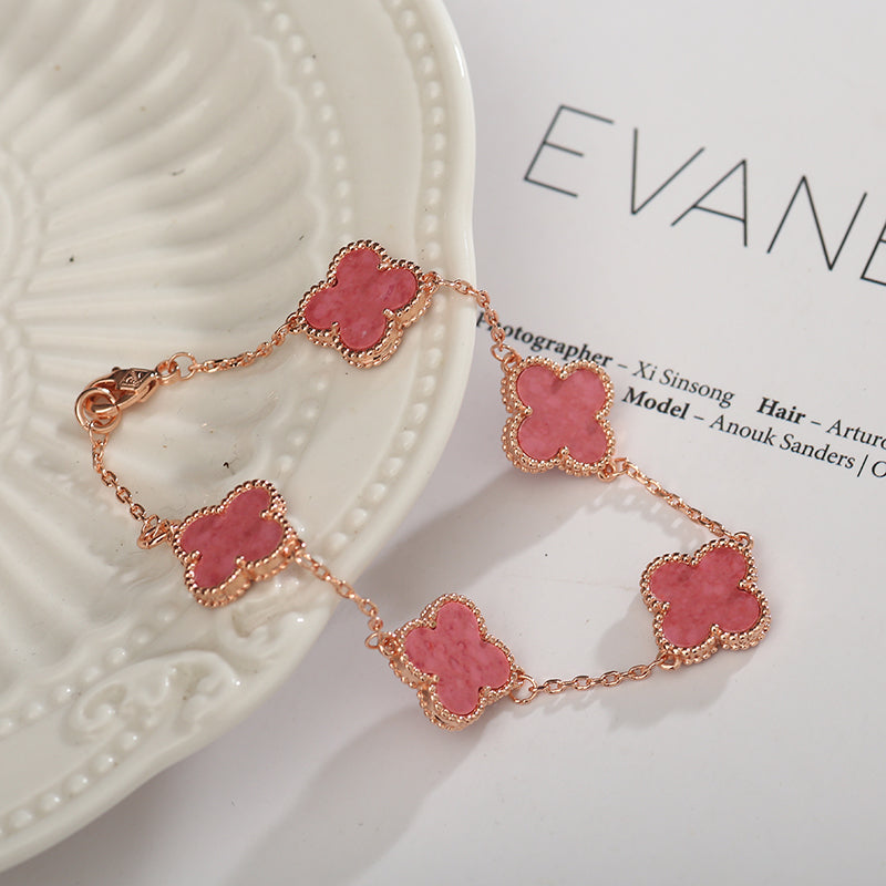 18K Pink Clover Bracelet