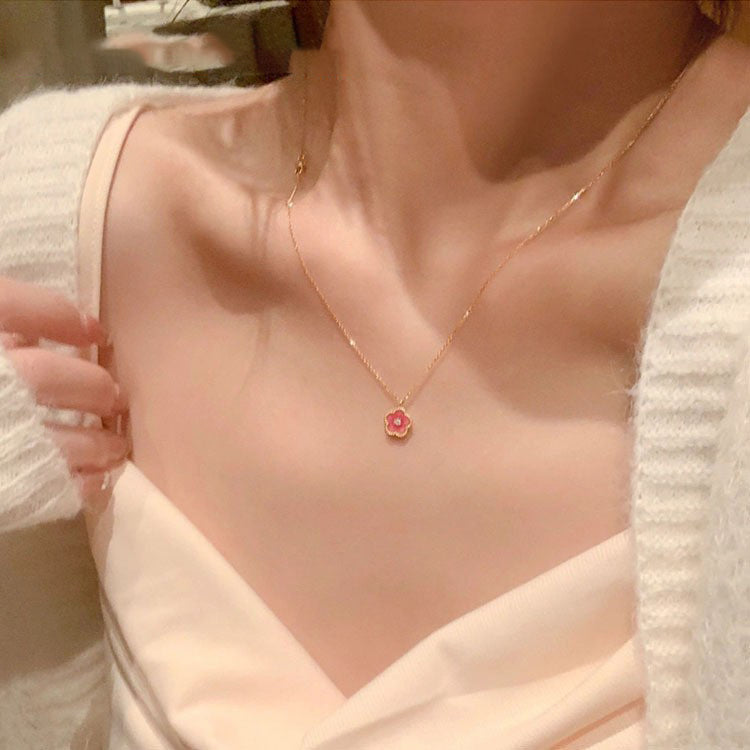 18K Pink Diamond Clover Necklace