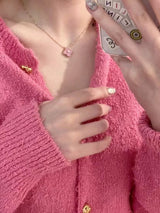 18K Pink Diamond Clover Necklace