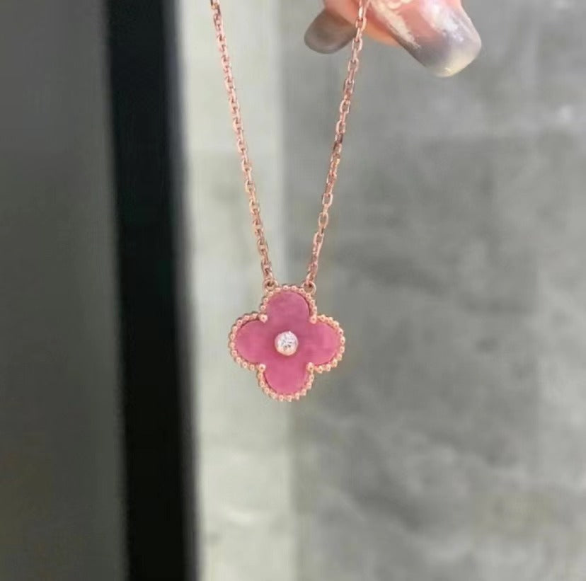 18K Pink Diamond Clover Necklace