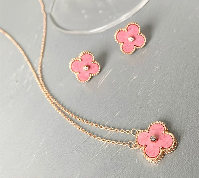 18K Pink Diamond Clover Earring