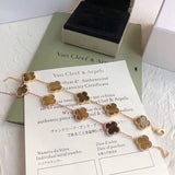 18K Vintage Alhambra Five Motifs Tiger Eye Clover Bracelet