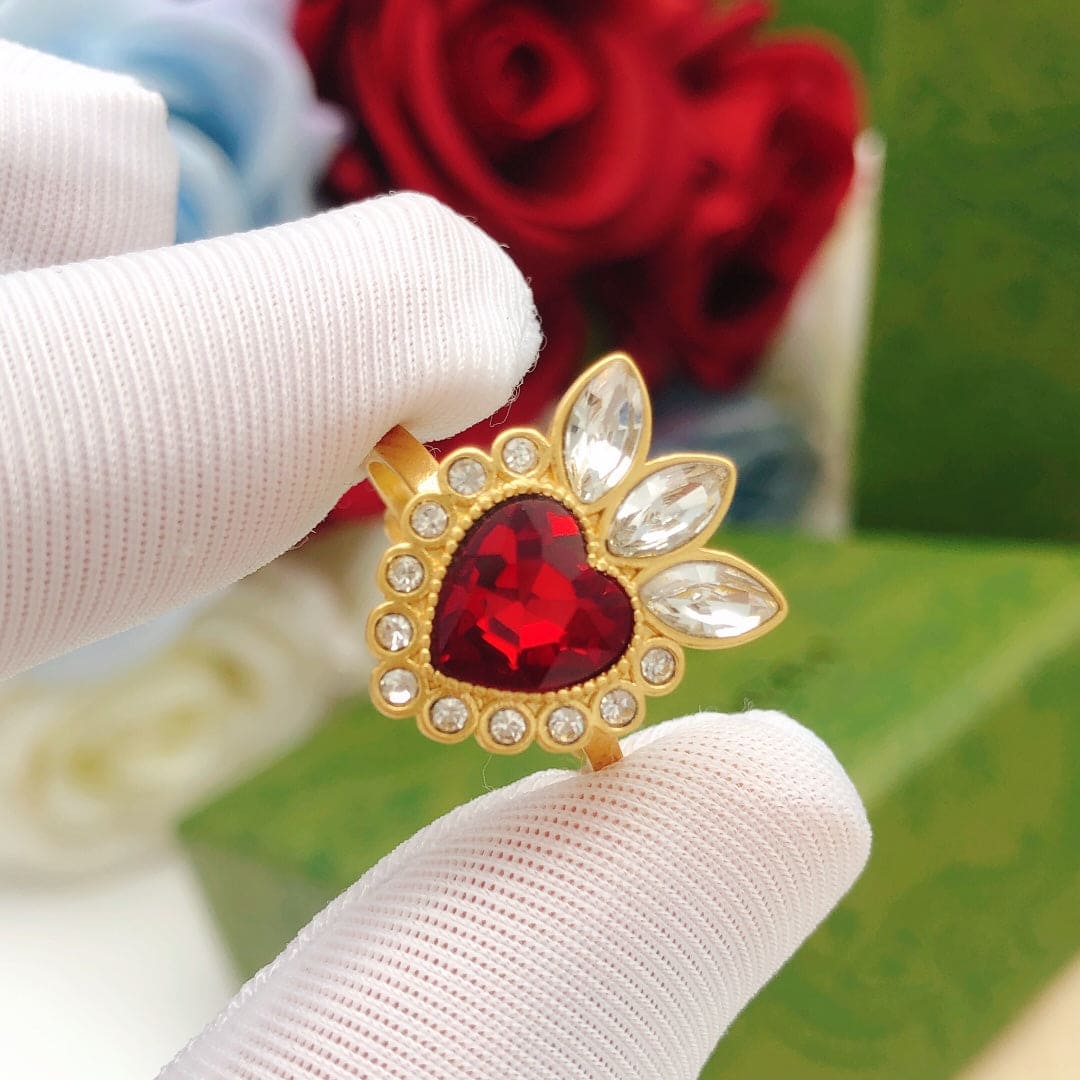 18K GG Crystal Heart Ring