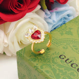 18K GG Crystal Heart Ring