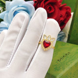18K GG Crystal Heart Ring
