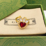 18K GG Crystal Heart Ring