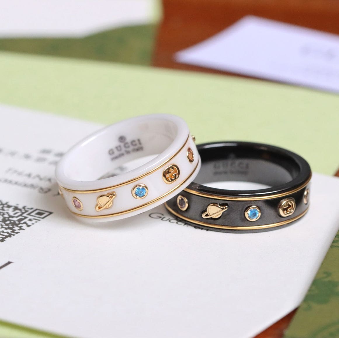 18K GG Icon With Gemstones White Zirconia Ring