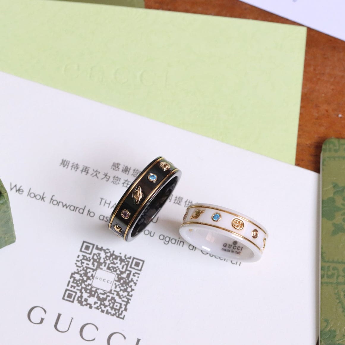 18K GG Icon With Gemstones White Zirconia Ring