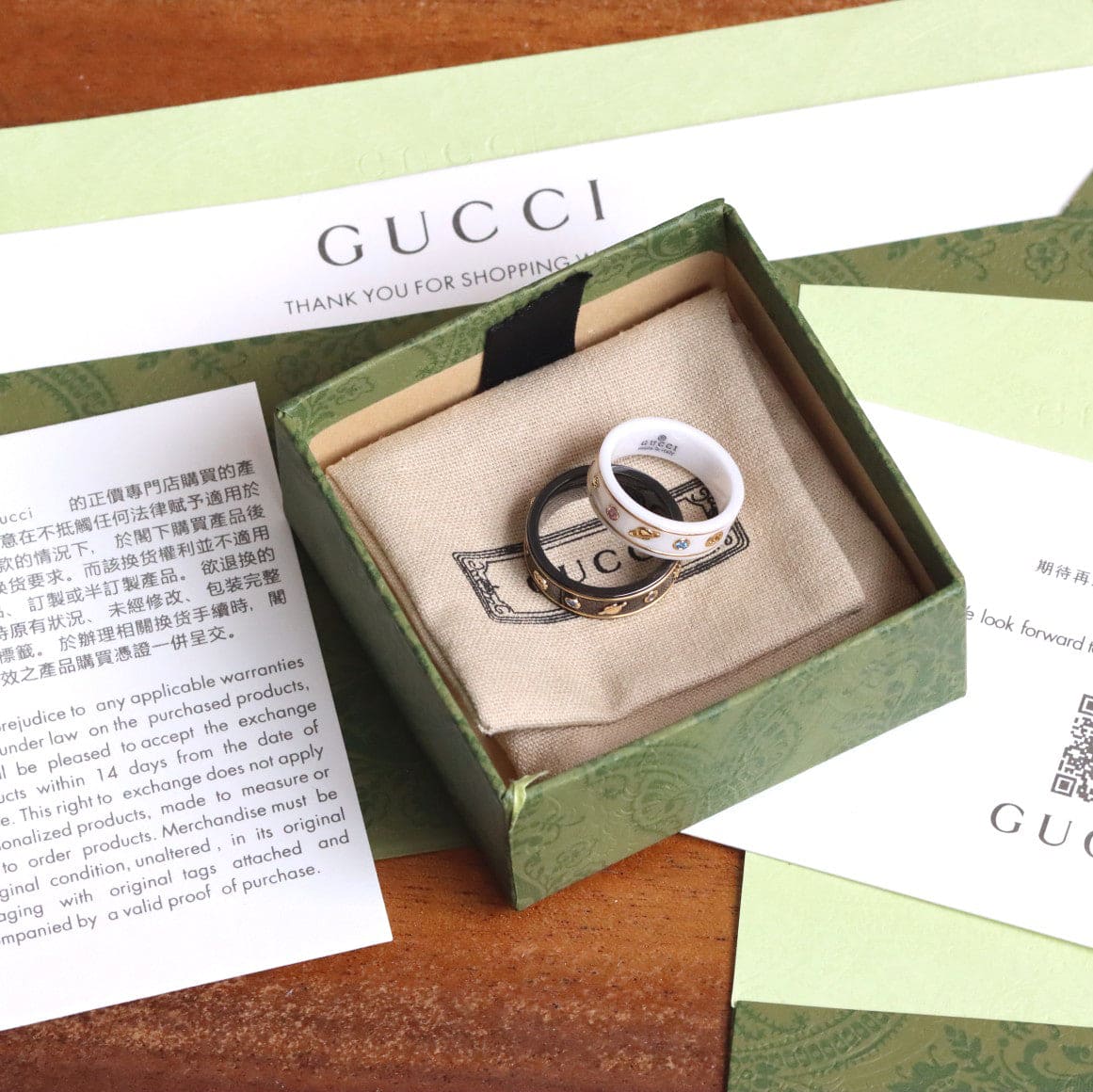 18K GG Icon With Gemstones White Zirconia Ring