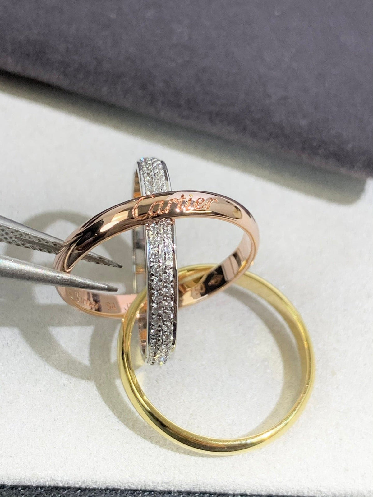 18K Trinity Pave Diamond Ring
