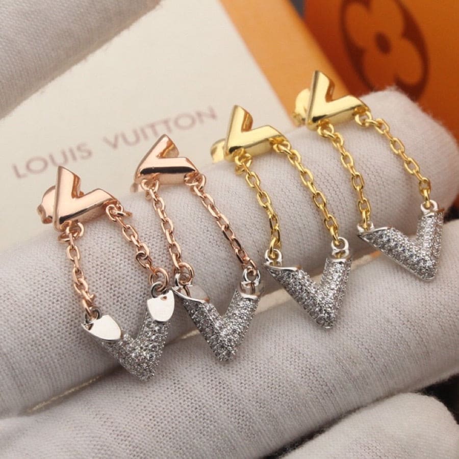 18K Louis Volt Upside Down Earrings
