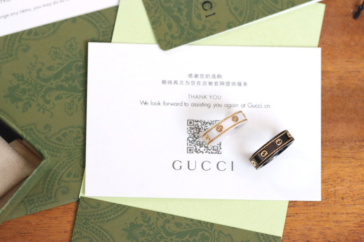 18K GG Interlocking G Icon White Zirconia Ring