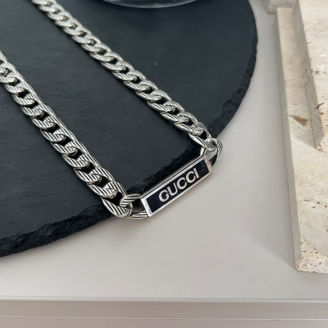 GG Logo Enamel Chain Necklace
