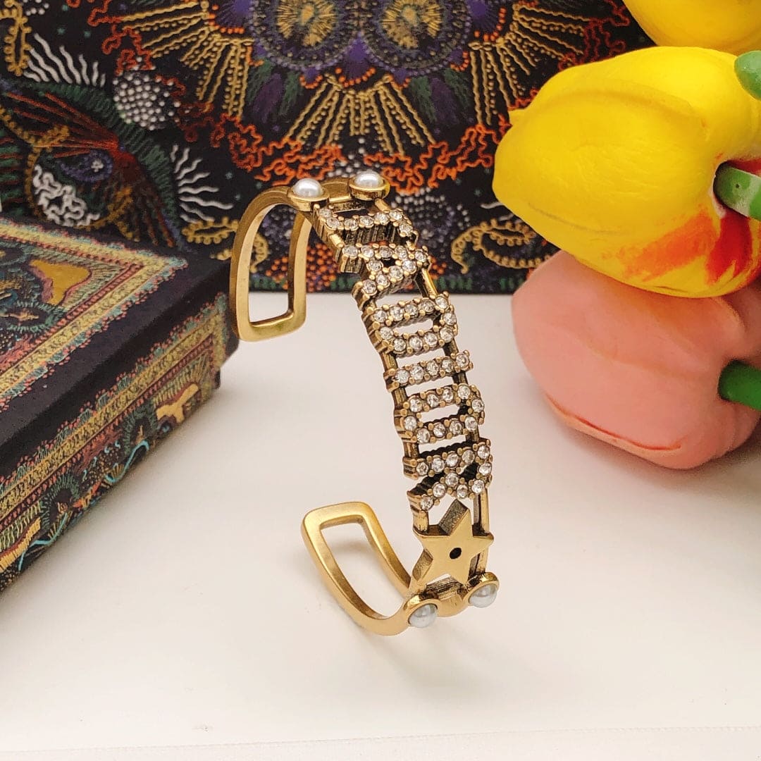 18K CD J'Adior Open Cuff Crystals Bracelet