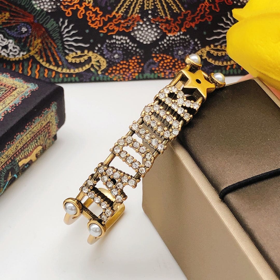 18K CD J'Adior Open Cuff Crystals Bracelet