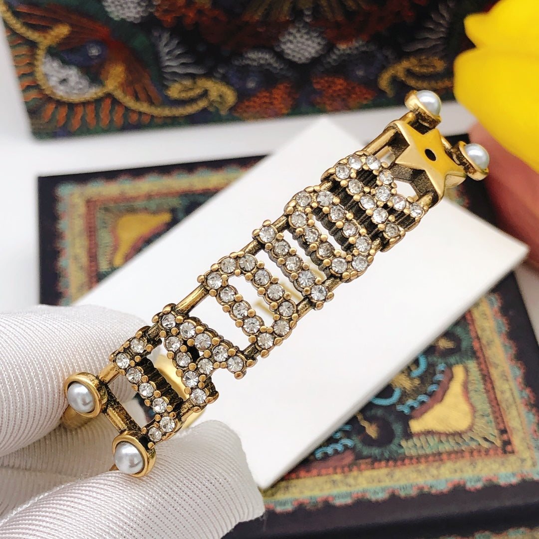 18K CD J'Adior Open Cuff Crystals Bracelet