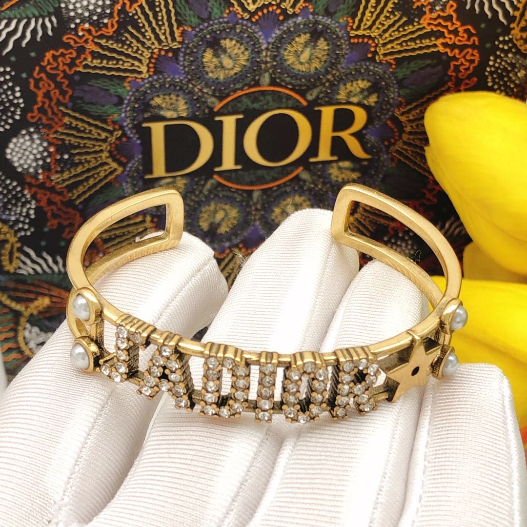 18K CD J'Adior Open Cuff Crystals Bracelet