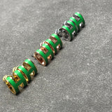 18K Mini Pop H Green Earrings