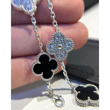 18K Vintage Alhambra Five Motifs Black Diamonds Clover Bracelet