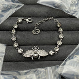 18K GG Interlocking G Bee Crystals Bracelet