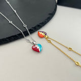 18K GG Interlocking G Heart Lightning Charm Necklace