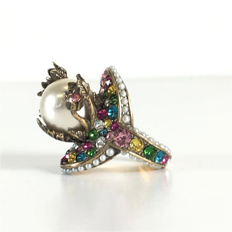 18K GG Multistone Pearl Ring