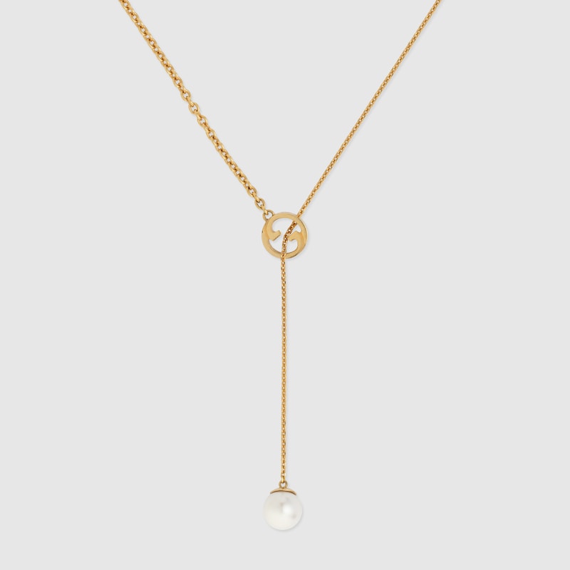 18K GG Blondie Pearl Drop Necklace
