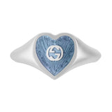 GG Interlocking G Blue Enamel Heart Ring