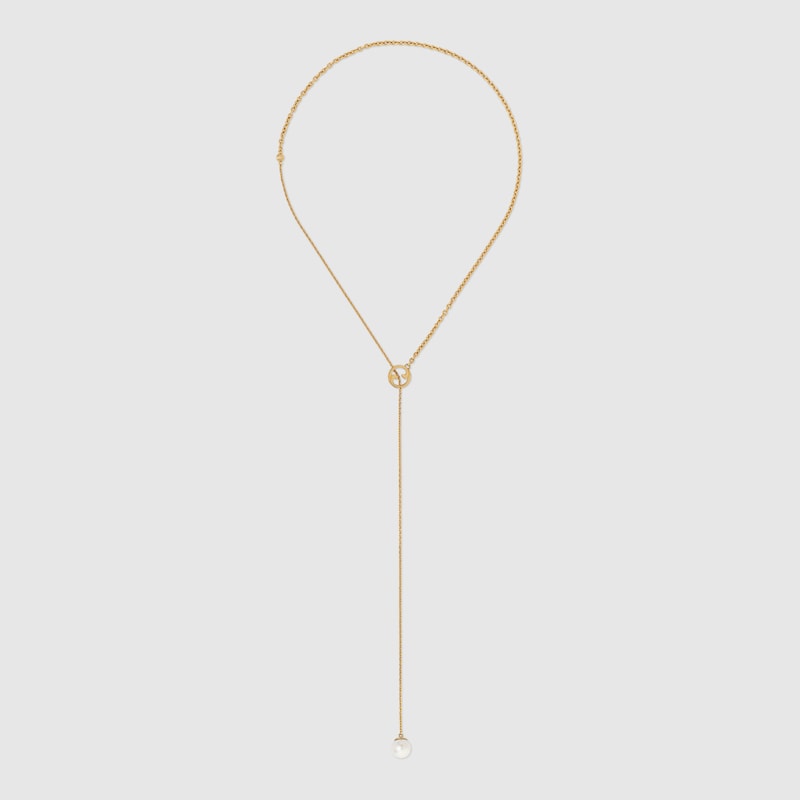 18K GG Blondie Pearl Drop Necklace