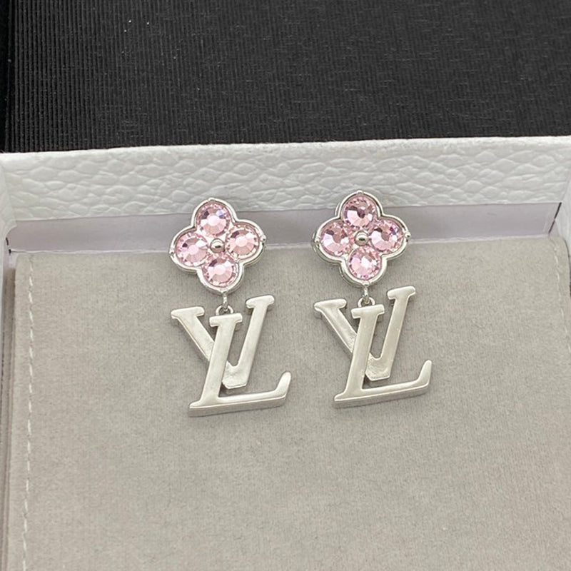 18K Louis Purple Crystal Flower Earrings
