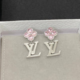 18K Louis Purple Crystal Flower Earrings