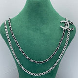 18K CC Black Leather Chain Necklace