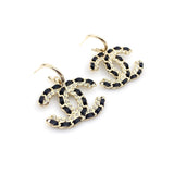 18k CHANEL CC Pendant Leather Earrings