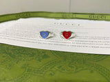 GG Interlocking G Red Enamel Heart Ring