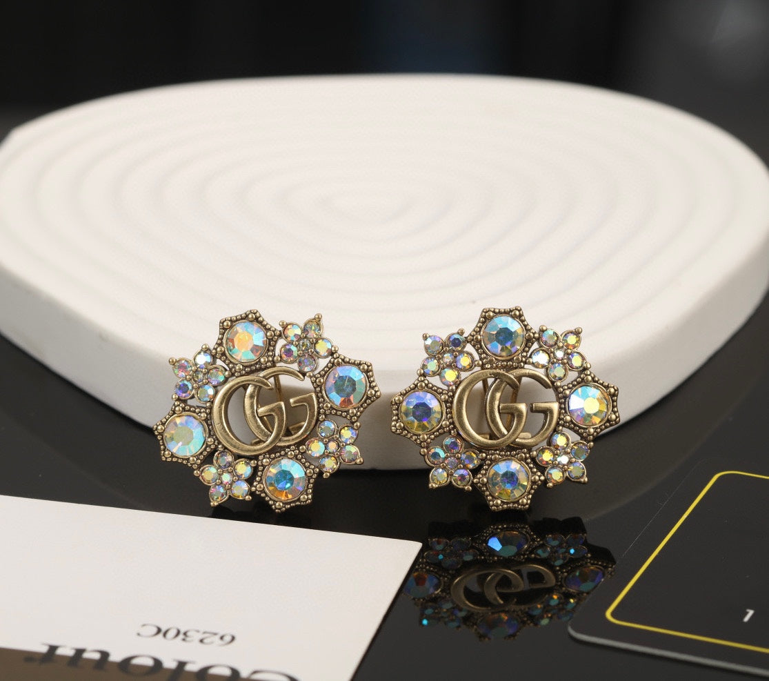 18K GG Blue Flowers Earrings