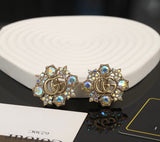 18K GG Blue Flowers Earrings